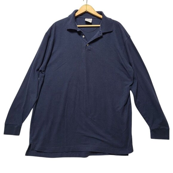 Big Custom Other - Big Custom Mens XL Navy Blue Long Sleeve Polo Style Shirt Impact Group